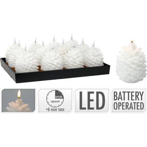 CANDELA PIGNA A LED 13CM BIANC